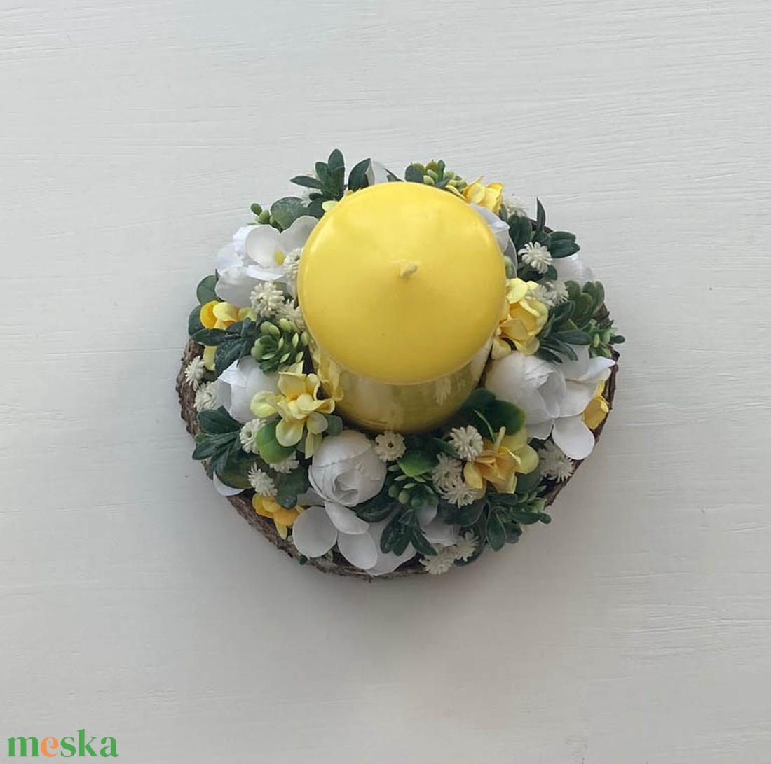 Tavaszi asztaldísz gyertyás - ünnepi díszek, dekorációk - húsvéti díszek és dekorációk - húsvéti asztaldíszek - Meska.hu