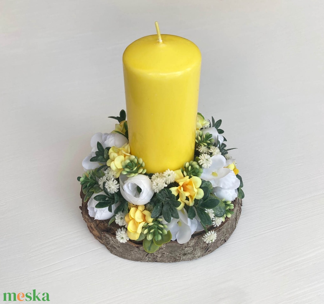 Tavaszi asztaldísz gyertyás - ünnepi díszek, dekorációk - húsvéti díszek és dekorációk - húsvéti asztaldíszek - Meska.hu