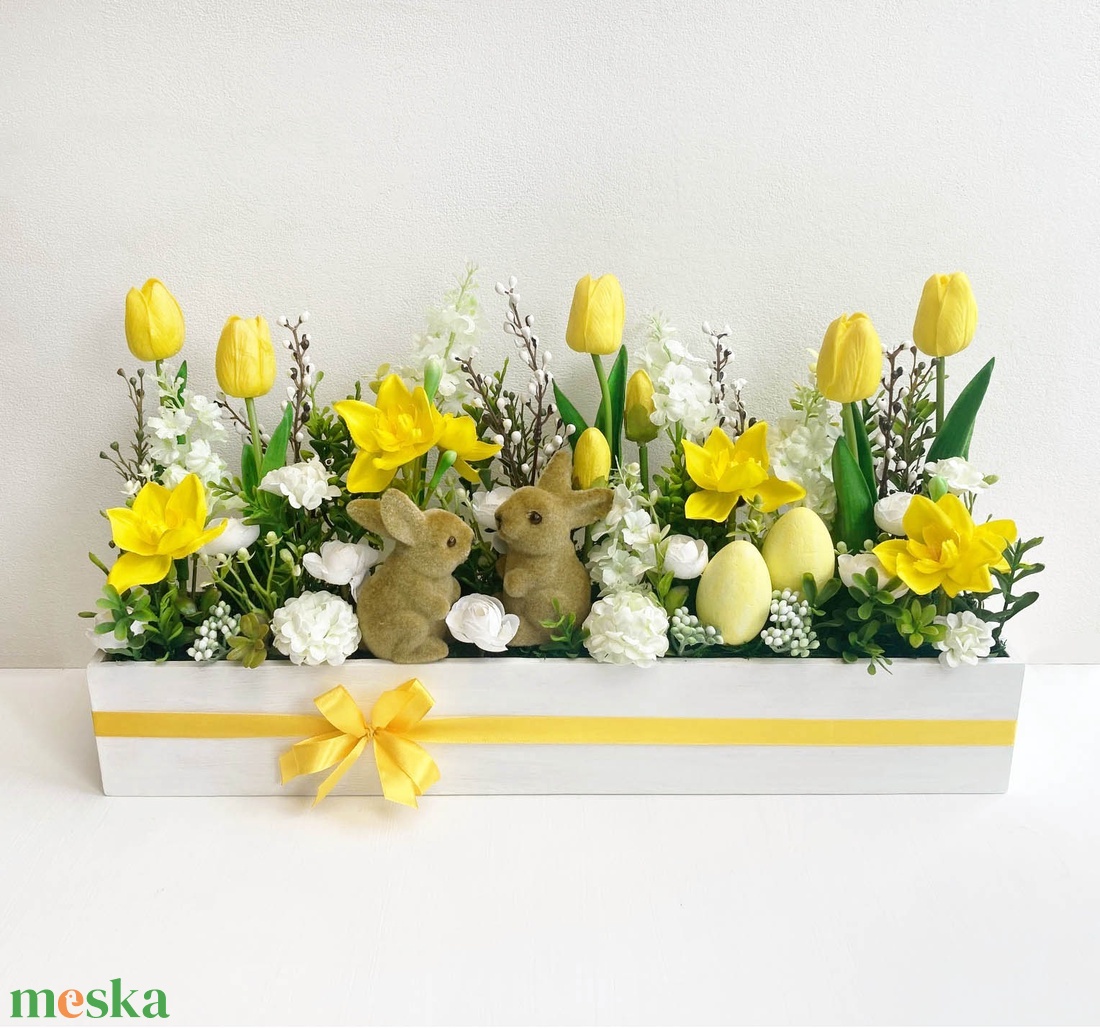 Nagy húsvéti virágláda asztaldísz - ünnepi díszek, dekorációk - húsvéti díszek és dekorációk - húsvéti asztaldíszek - Meska.hu