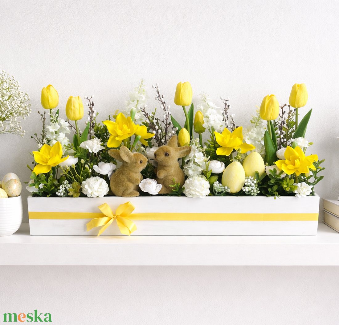 Nagy húsvéti virágláda asztaldísz - ünnepi díszek, dekorációk - húsvéti díszek és dekorációk - húsvéti asztaldíszek - Meska.hu