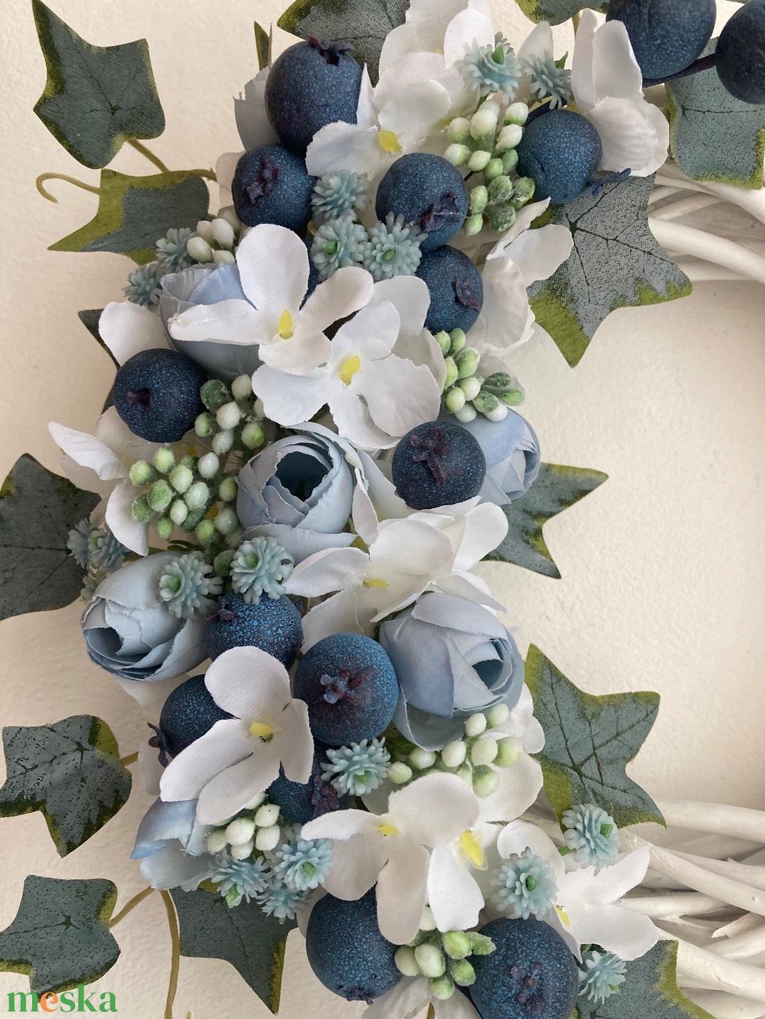 Kék bogyós ajtódísz - otthon & életmód - dekoráció - ajtó- és ablak dekoráció - ajtódísz & kopogtató - Meska.hu