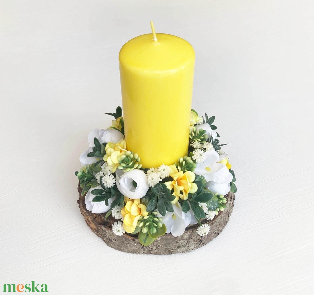 Tavaszi asztaldísz gyertyás - ünnepi díszek, dekorációk - húsvéti díszek és dekorációk - húsvéti asztaldíszek - Meska.hu