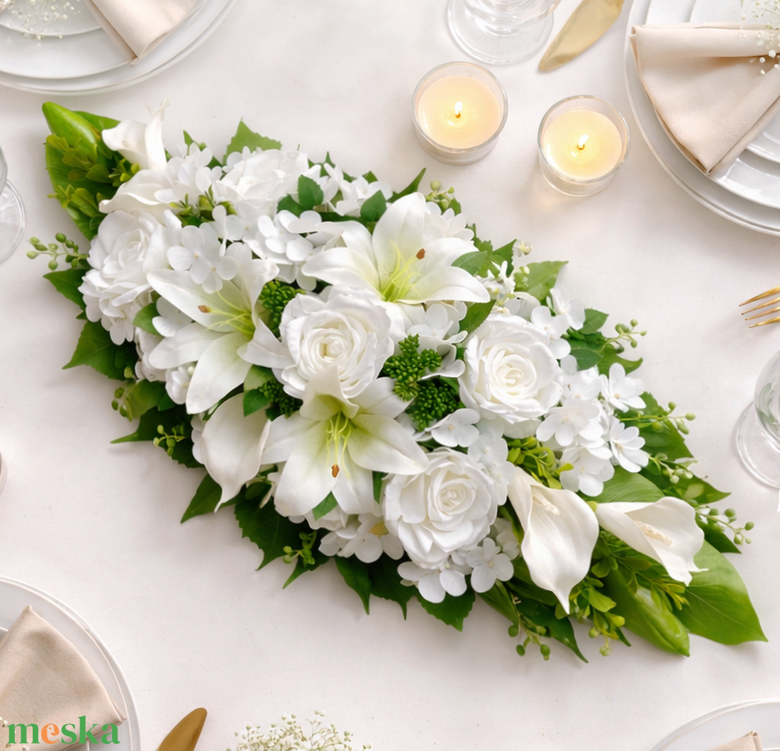 Liliomos asztaldísz selyemvirág - esküvő - dekoráció - asztaldísz - Meska.hu