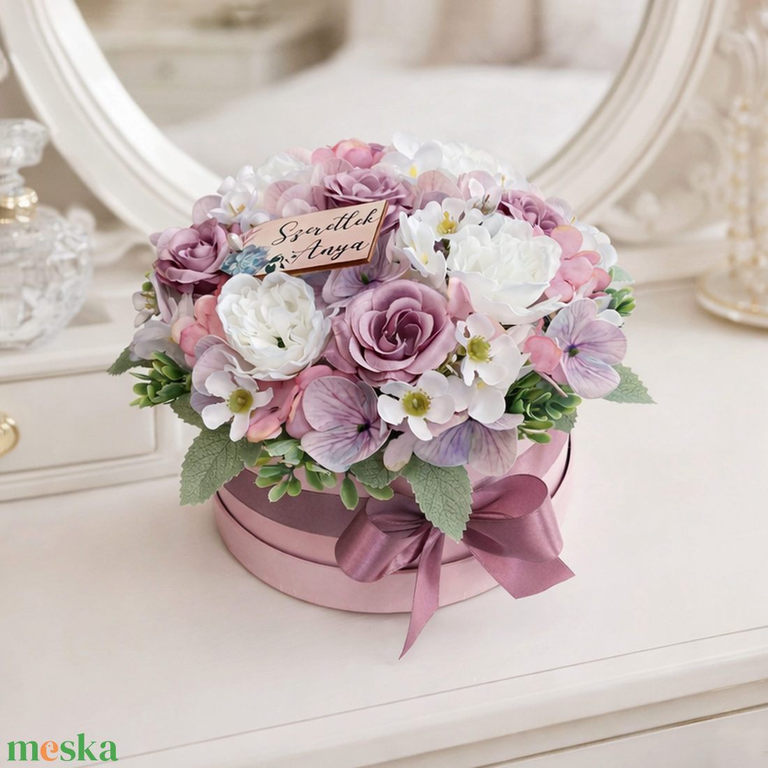 Anyák napi virágdoboz mályva - otthon & életmód - virágdekoráció - virágok - virágbox - Meska.hu