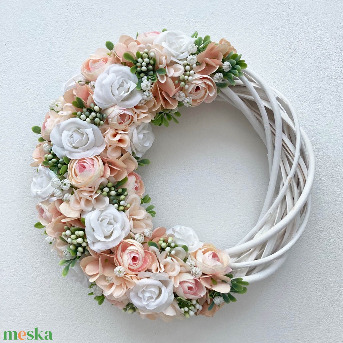 Tavaszi ajtódísz púder rózsaszín - otthon & életmód - dekoráció - ajtó- és ablak dekoráció - ajtódísz & kopogtató - Meska.hu