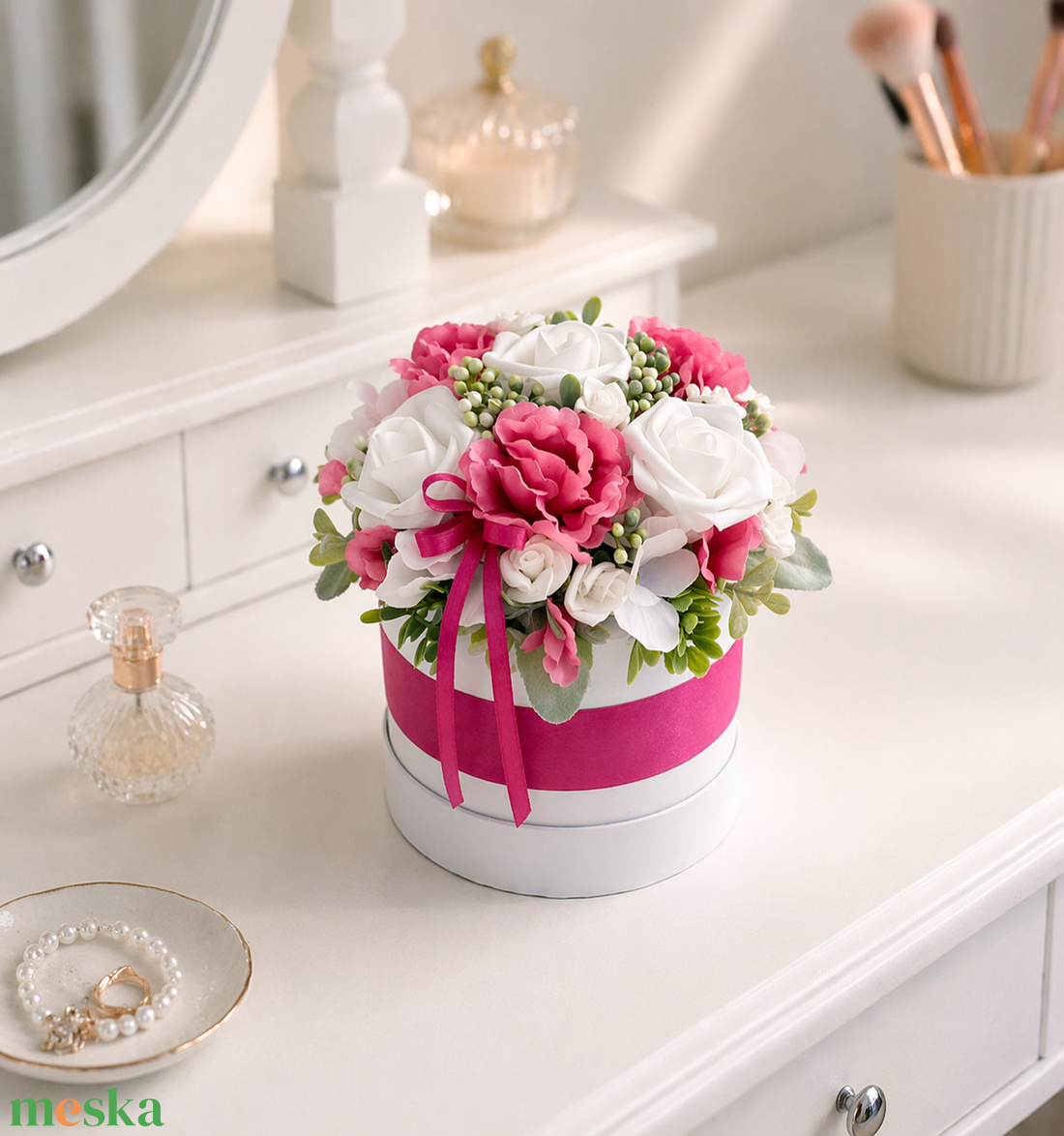 Pink virágbox - otthon & életmód - virágdekoráció - virágok - virágbox - Meska.hu