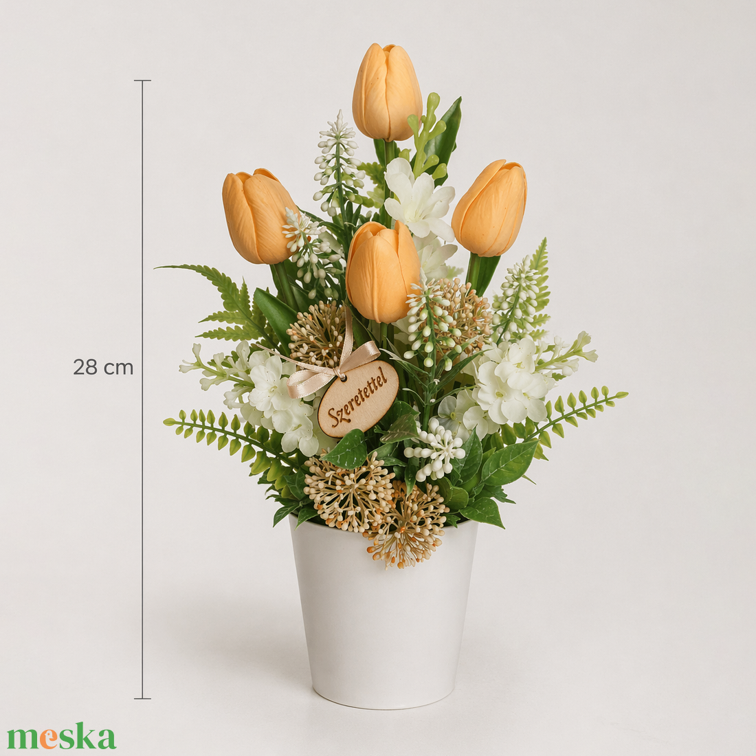 Tulipános asztaldísz anyák napjára - otthon & életmód - virágdekoráció - virágdíszek - asztali virágdísz - Meska.hu