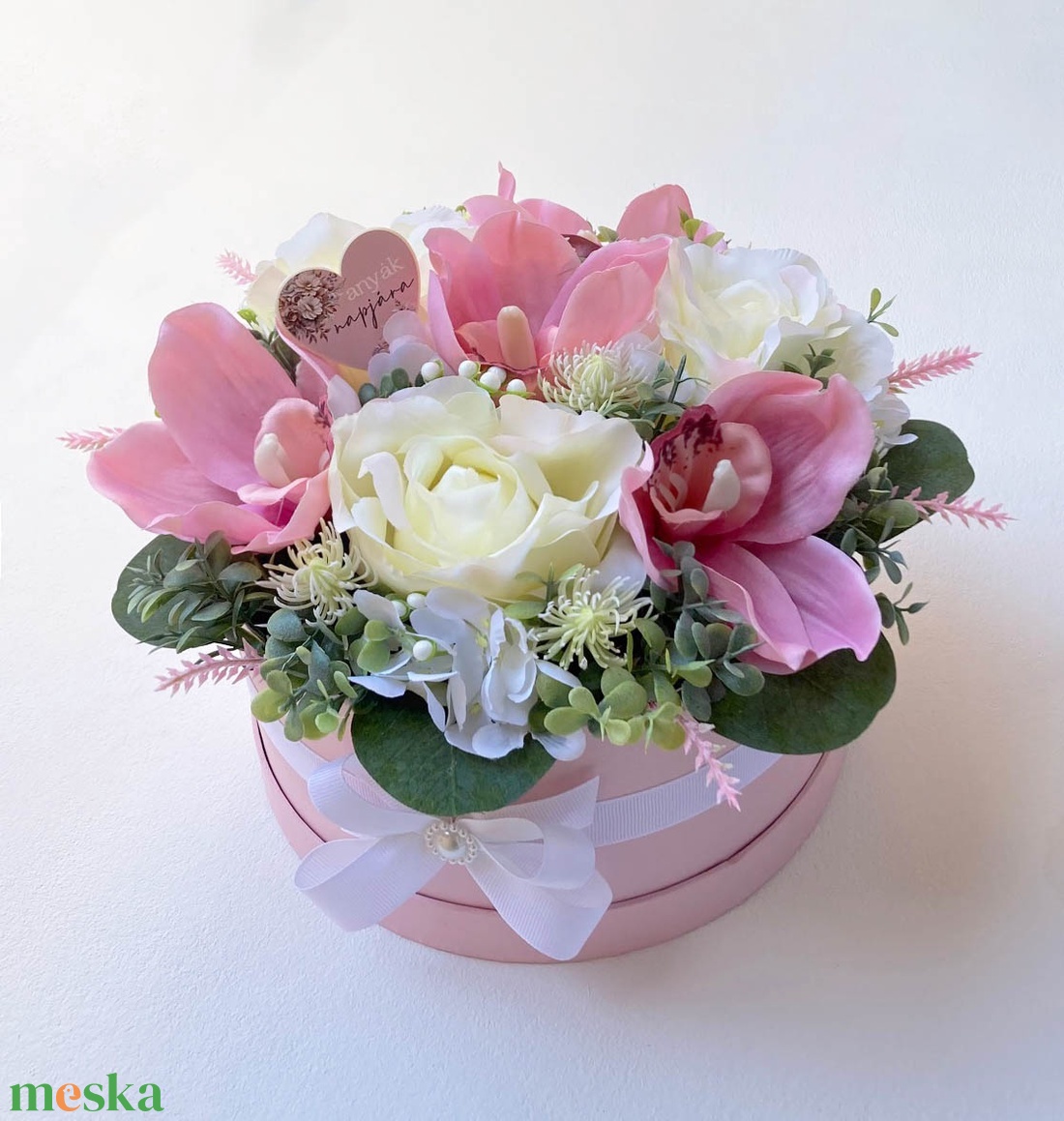 Anyák napi virágdoboz -orchideával és rózsával - otthon & életmód - virágdekoráció - virágok - virágbox - Meska.hu