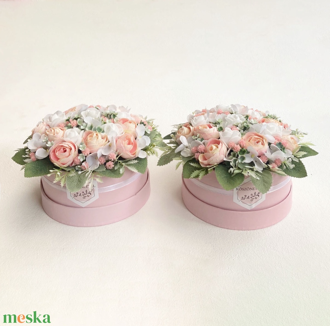 2db-os kis szülőköszöntő  virágdoboz szett púder  - esküvő - emlék & ajándék - szülőköszöntő ajándék - Meska.hu
