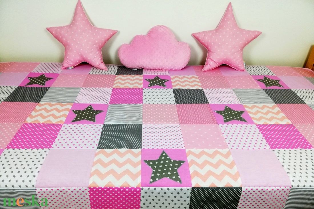 Csillagos rózsaszín patchwork ágytakaró - otthon & életmód - lakástextil - ágytakaró - Meska.hu Csillagos rózsaszín patchwork ágytakaró - otthon & életmód - lakástextil - ágytakaró - Meska.hu