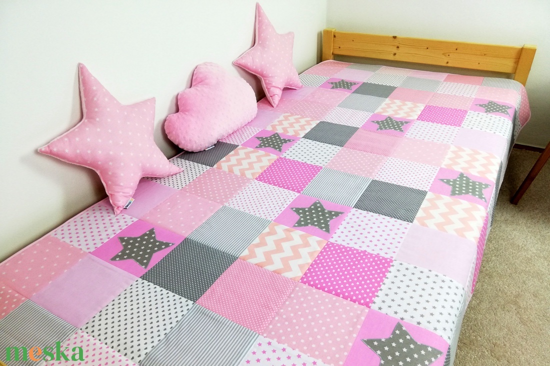 Csillagos rózsaszín patchwork ágytakaró - otthon & életmód - lakástextil - ágytakaró - Meska.hu Csillagos rózsaszín patchwork ágytakaró - otthon & életmód - lakástextil - ágytakaró - Meska.hu