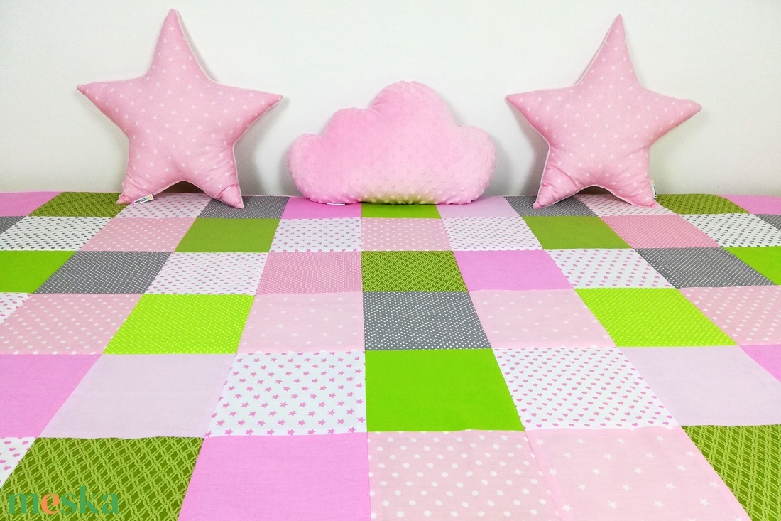 Rózsaszín-zöld patchwork ágytakaró - otthon & életmód - lakástextil - ágytakaró - Meska.hu Rózsaszín-zöld patchwork ágytakaró - otthon & életmód - lakástextil - ágytakaró - Meska.hu