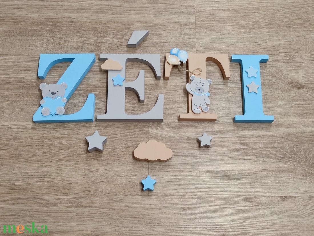 Macis díszítésű dekorbetű szett, választható névvel, színnel, kézműves, dekoráció, név, betű, babaszoba, gyerekszoba - otthon & életmód - babaszoba, gyerekszoba - babaszoba dekoráció - Meska.hu
