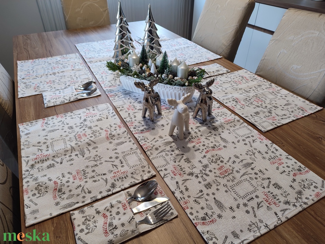 Karácsonyi mintás textil evőeszköz tartó - karácsony - karácsonyi lakásdekoráció - ünnepi asztaldekoráció - Meska.hu
