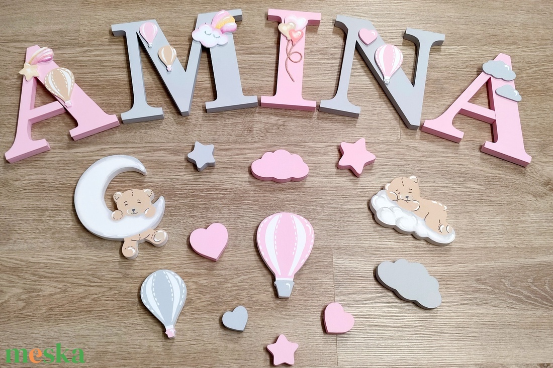 Macis díszítésű dekorbetű szett, választható névvel, színnel, kézműves, dekoráció, név, betű, gyerekszoba, dekor betű - otthon & életmód - dekoráció - fali és függő dekoráció - betű & név - Meska.hu