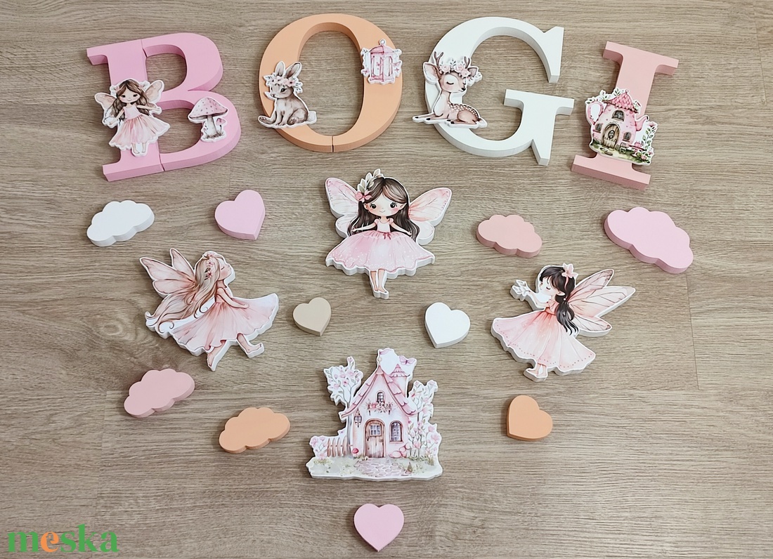 Tündéres dekorbetű szett, választható névvel, színnel, kézműves, dekoráció, név, betű, gyerekszoba, dekor betű - otthon & életmód - babaszoba, gyerekszoba - babaszoba dekoráció - Meska.hu
