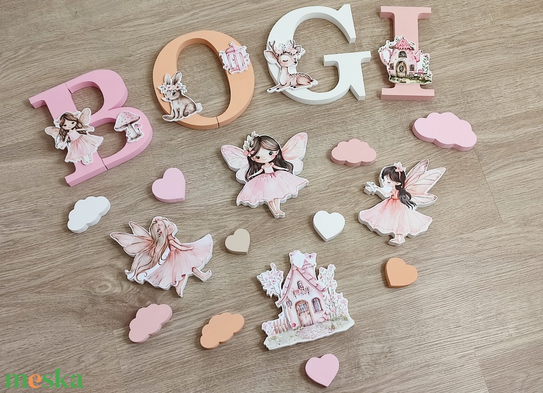 Tündéres dekorbetű szett, választható névvel, színnel, kézműves, dekoráció, név, betű, gyerekszoba, dekor betű - otthon & életmód - babaszoba, gyerekszoba - babaszoba dekoráció - Meska.hu