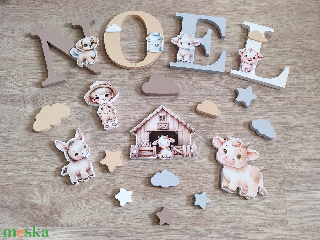 Fiú háziállatos dekorbetű szett, választható névvel, színnel, kézműves, dekoráció, név, betű, gyerekszoba, dekor betű - otthon & életmód - babaszoba, gyerekszoba - babaszoba dekoráció - Meska.hu