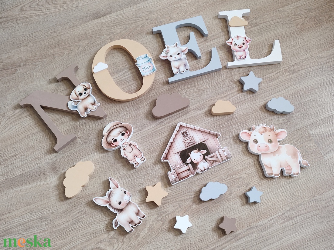 Fiú háziállatos dekorbetű szett, választható névvel, színnel, kézműves, dekoráció, név, betű, gyerekszoba, dekor betű - otthon & életmód - babaszoba, gyerekszoba - babaszoba dekoráció - Meska.hu