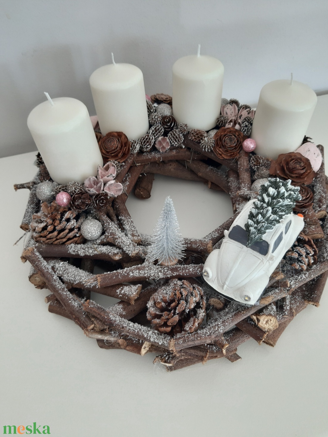 Kicsi-kocsi adventi koszorú - karácsony - adventi díszek - adventi koszorú - Meska.hu