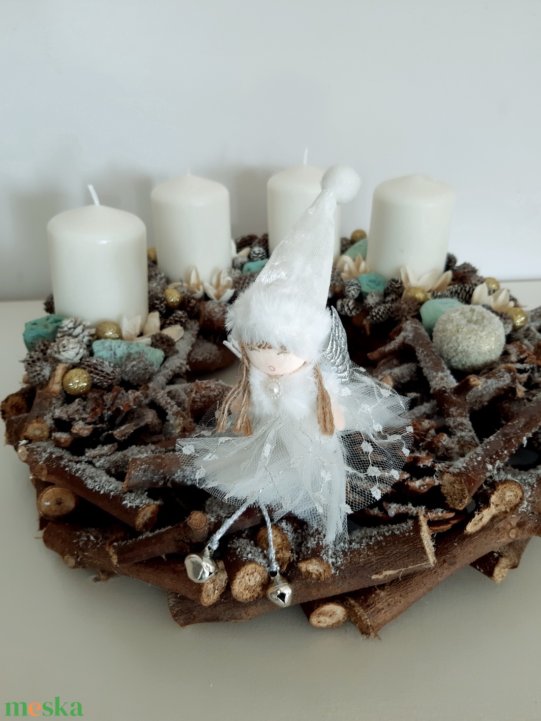 Angyalszárnyon adventi koszorú - karácsony - adventi díszek - adventi koszorú - Meska.hu