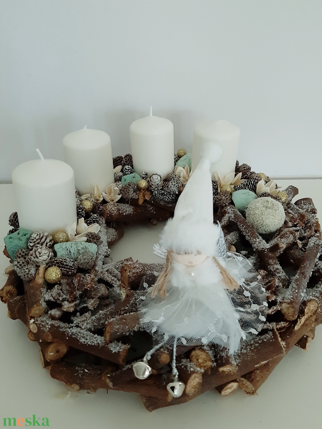 Angyalszárnyon adventi koszorú - karácsony - adventi díszek - adventi koszorú - Meska.hu