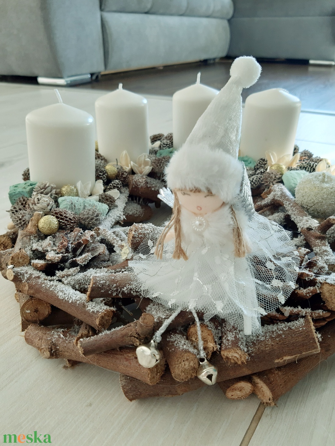 Angyalszárnyon adventi koszorú - karácsony - adventi díszek - adventi koszorú - Meska.hu