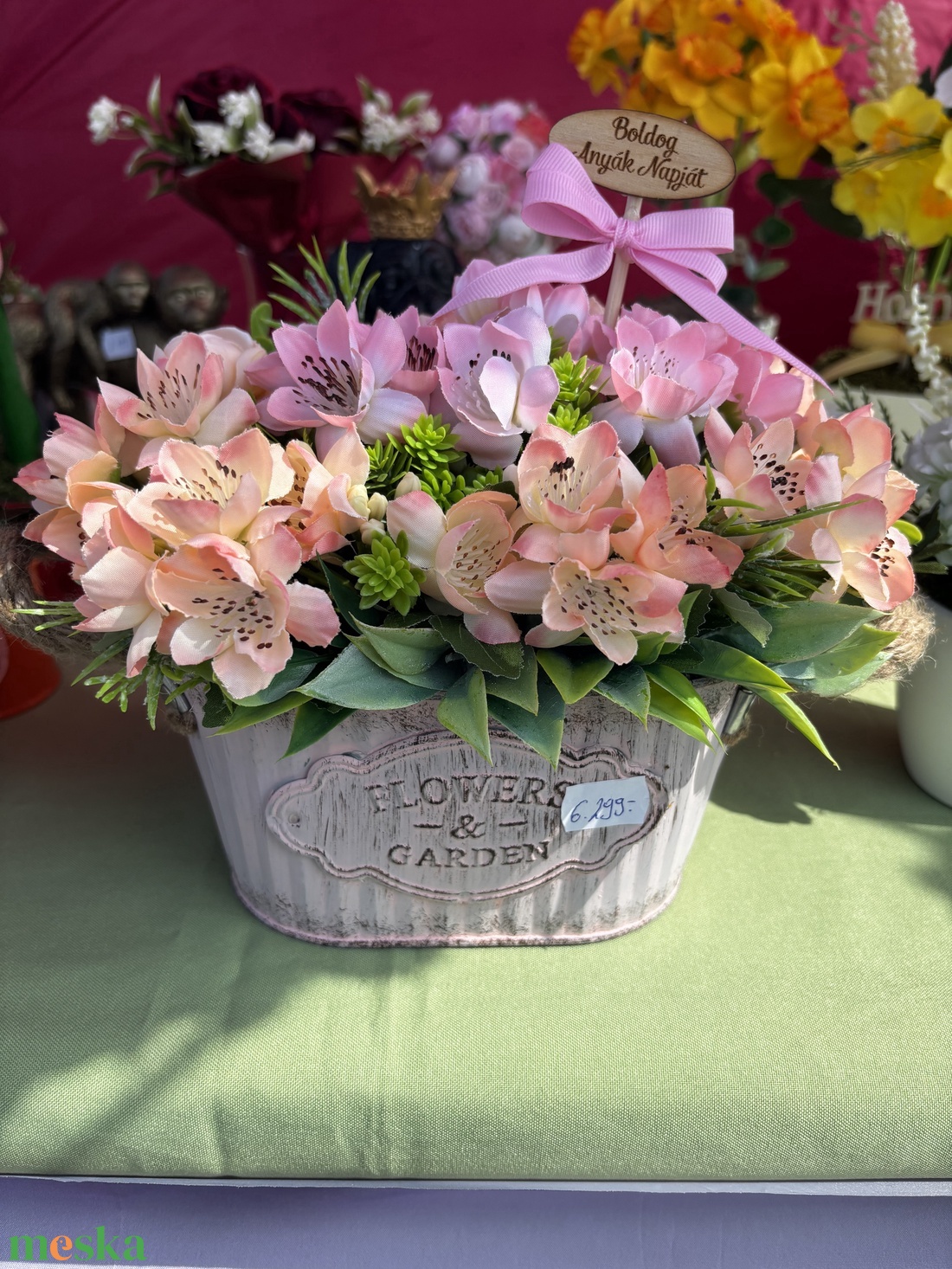 Bádog kaspós virágdísz - otthon & életmód - dekoráció - asztal és polc dekoráció - asztaldísz - Meska.hu