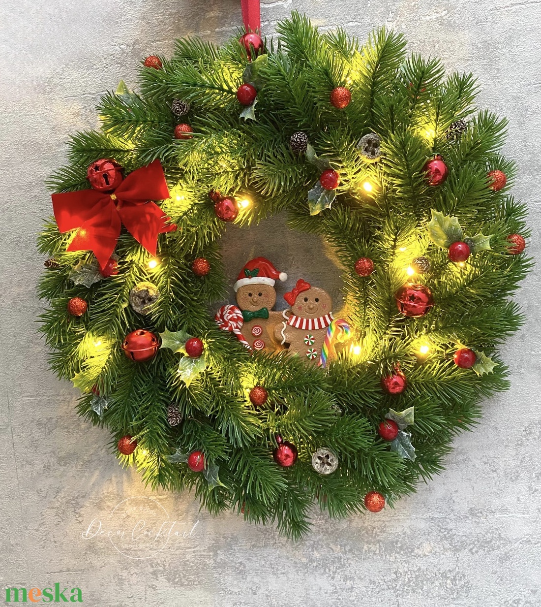 Élethű műfenyő karácsonyi kopogtató - karácsony - adventi díszek - adventi ajtódísz - Meska.hu