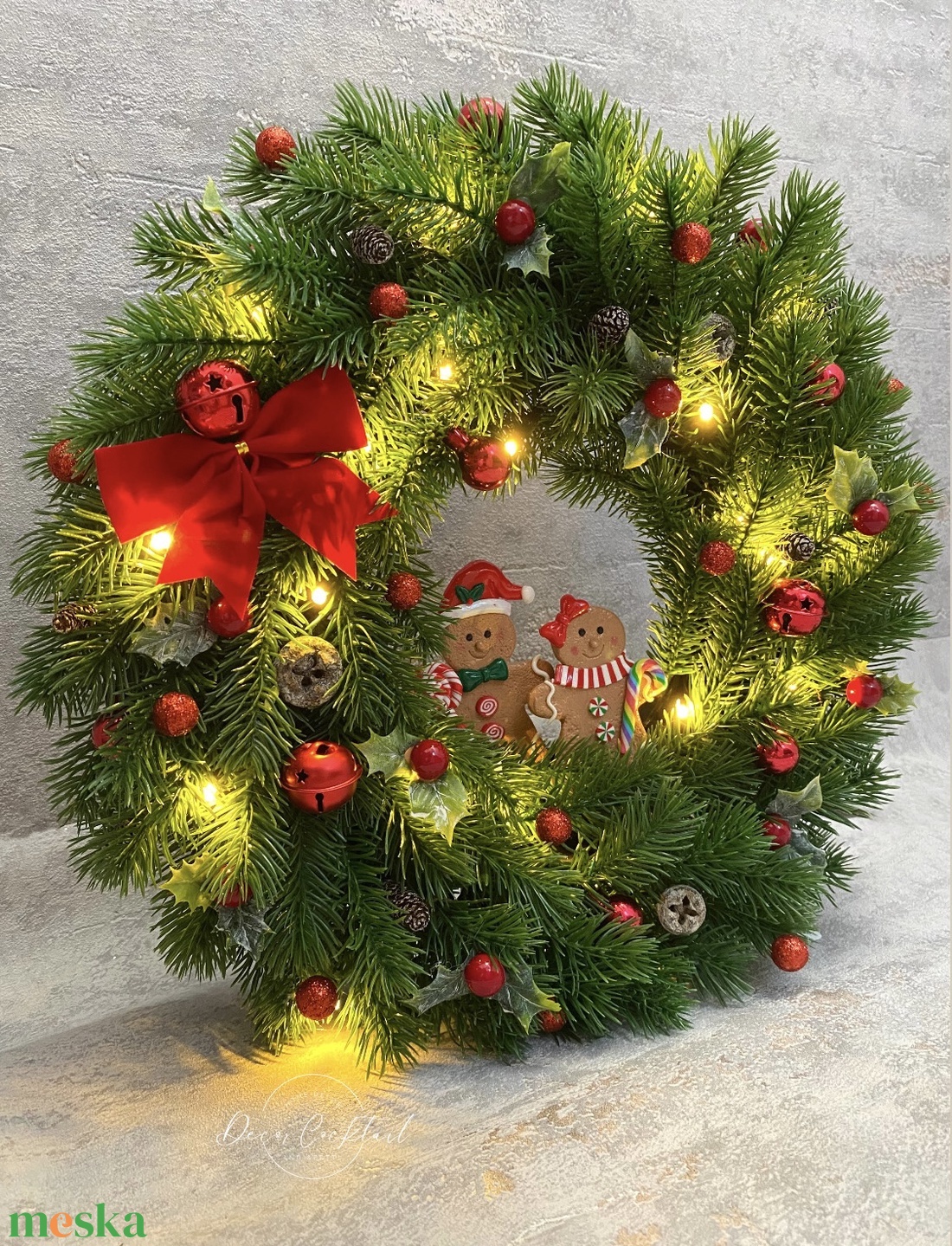 Élethű műfenyő karácsonyi kopogtató - karácsony - adventi díszek - adventi ajtódísz - Meska.hu