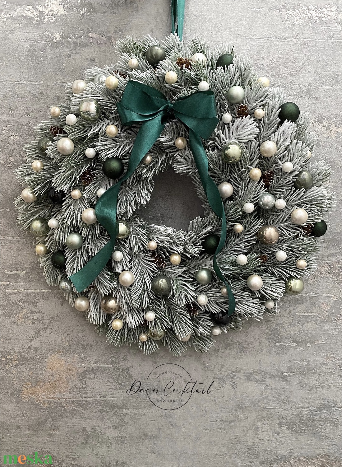 Havas műfenyő kopogtató - karácsony - adventi díszek - adventi ajtódísz - Meska.hu