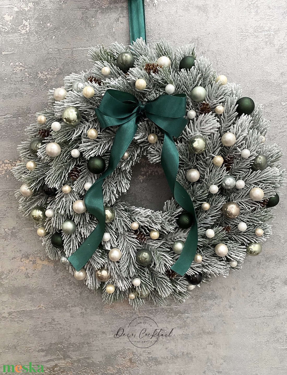 Havas műfenyő kopogtató - karácsony - adventi díszek - adventi ajtódísz - Meska.hu