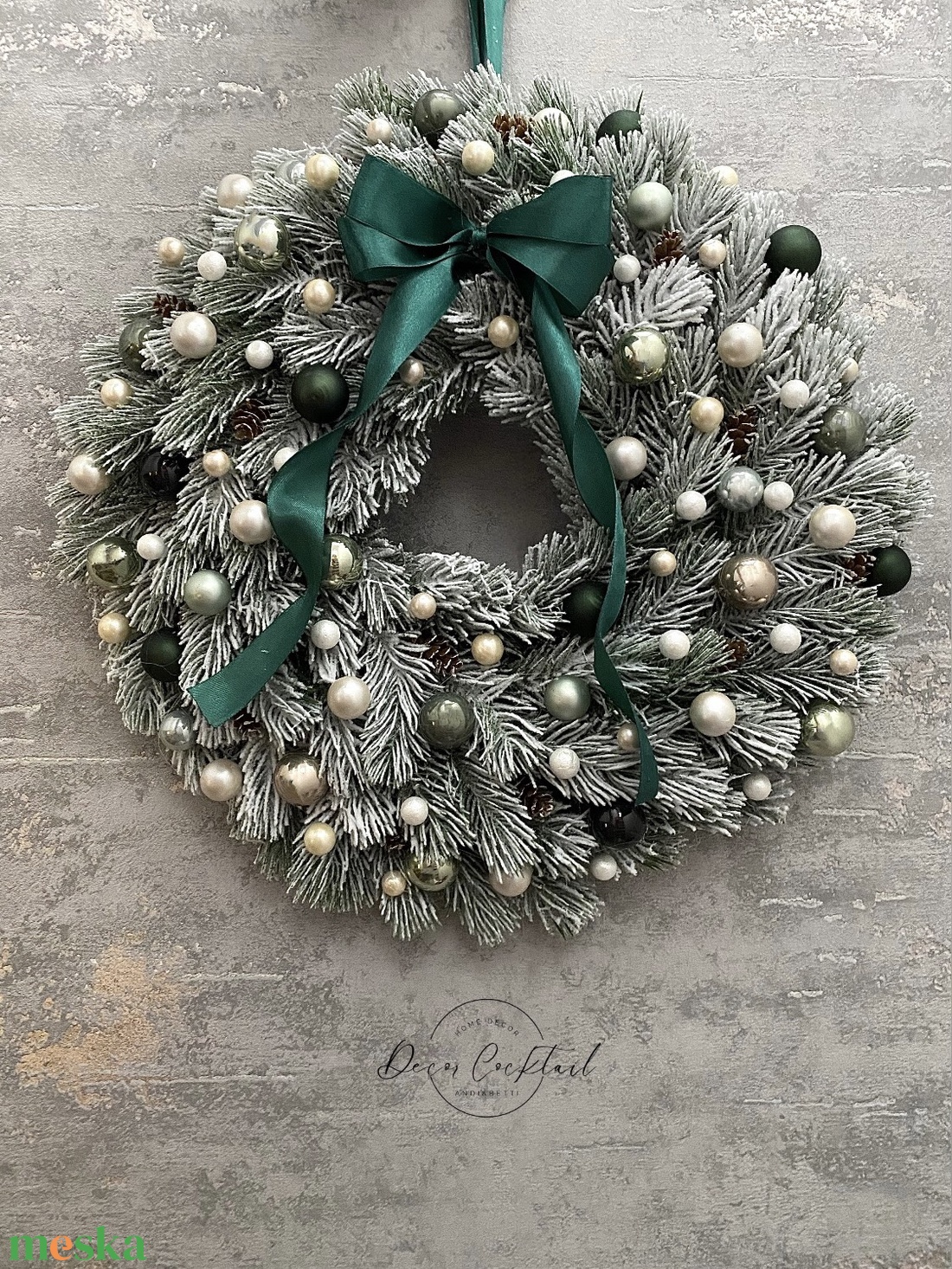 Havas műfenyő kopogtató - karácsony - adventi díszek - adventi ajtódísz - Meska.hu