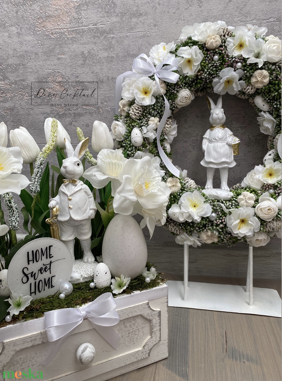 Nyuszis asztali dekoráció - otthon & életmód - dekoráció - ajtó- és ablak dekoráció - ajtódísz & kopogtató - Meska.hu