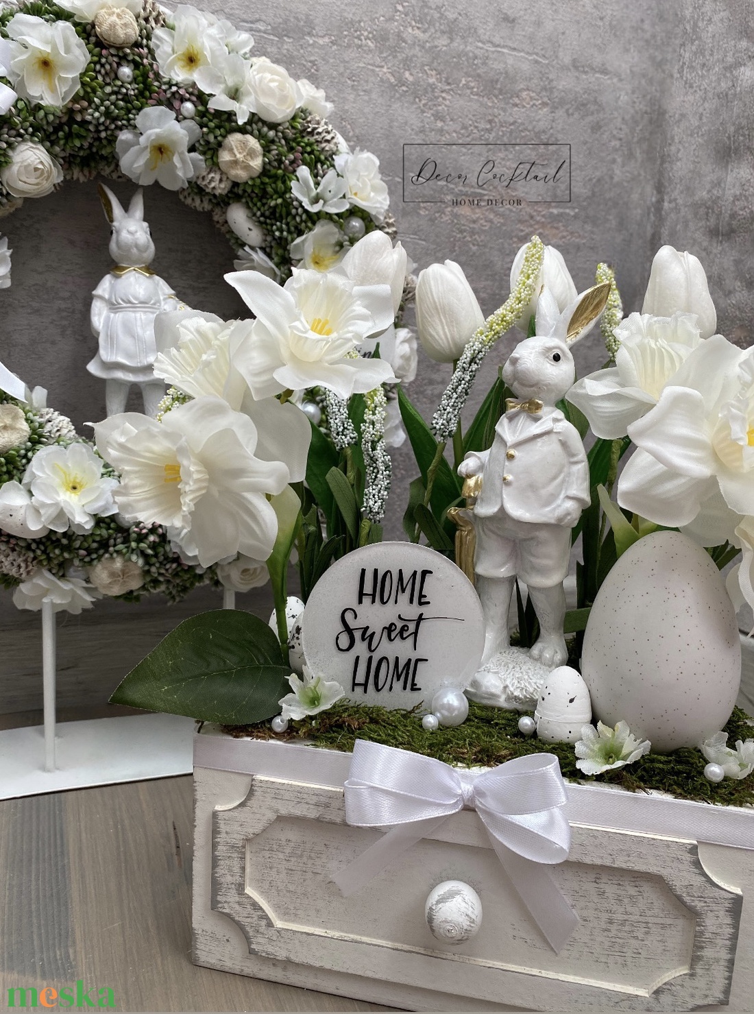 Nyuszis asztali dekoráció - otthon & életmód - dekoráció - ajtó- és ablak dekoráció - ajtódísz & kopogtató - Meska.hu