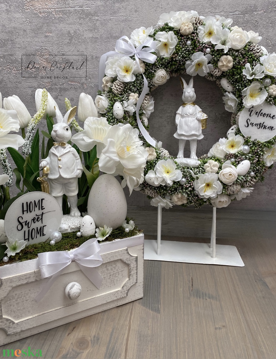 Nyuszis asztali dekoráció - otthon & életmód - dekoráció - ajtó- és ablak dekoráció - ajtódísz & kopogtató - Meska.hu