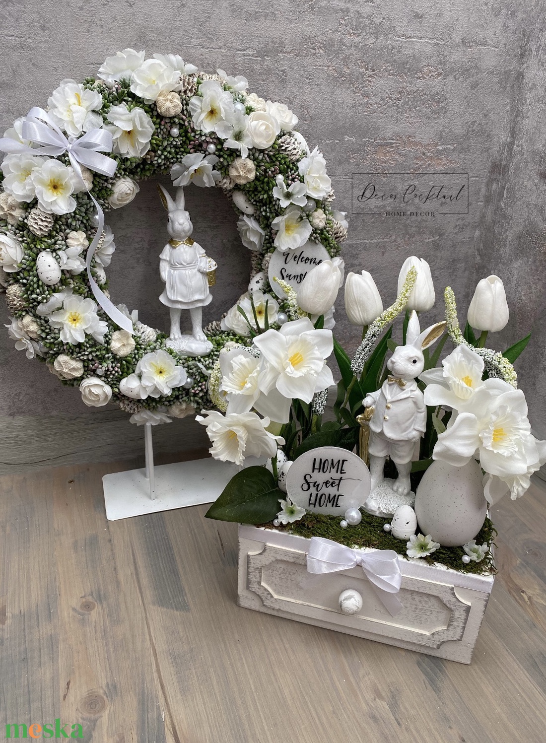 Nyuszis asztali dekoráció - otthon & életmód - dekoráció - ajtó- és ablak dekoráció - ajtódísz & kopogtató - Meska.hu