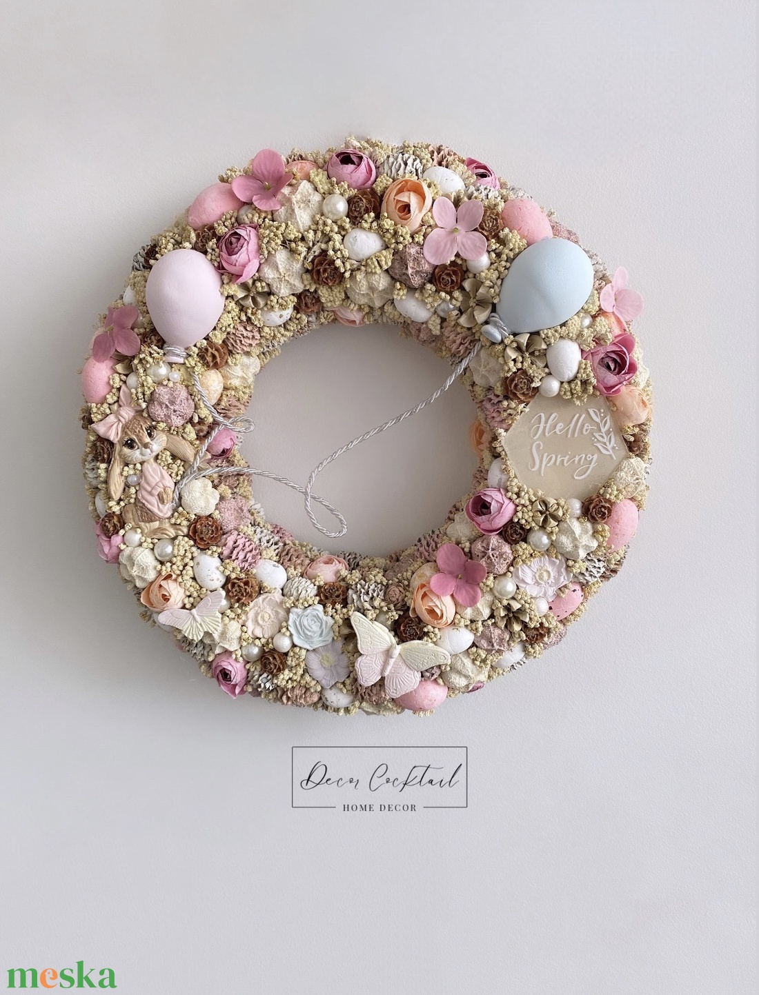 Nyuszi lufikkal kopogtató - otthon & életmód - dekoráció - ajtó- és ablak dekoráció - ajtódísz & kopogtató - Meska.hu