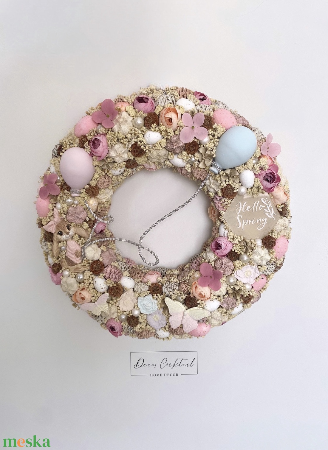 Nyuszi lufikkal kopogtató - otthon & életmód - dekoráció - ajtó- és ablak dekoráció - ajtódísz & kopogtató - Meska.hu