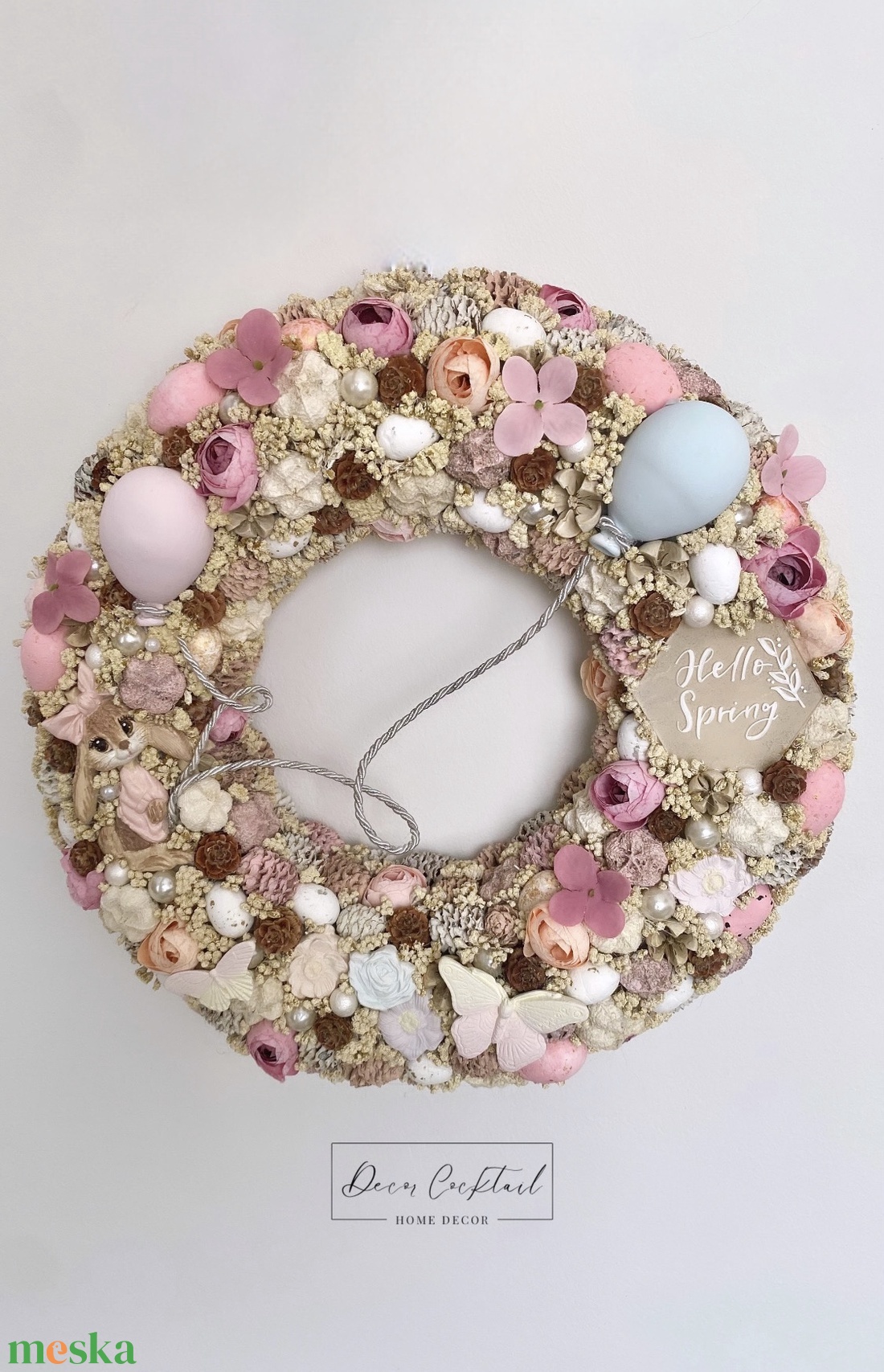 Nyuszi lufikkal kopogtató - otthon & életmód - dekoráció - ajtó- és ablak dekoráció - ajtódísz & kopogtató - Meska.hu