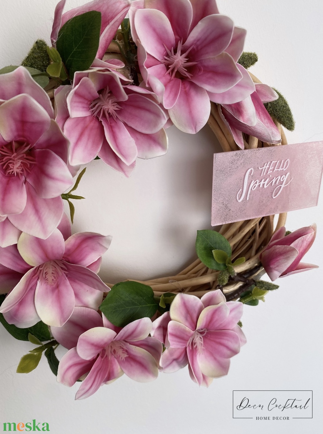 Tavaszi magnóliás koszorú ajtóra - otthon & életmód - dekoráció - ajtó- és ablak dekoráció - ajtódísz & kopogtató - Meska.hu