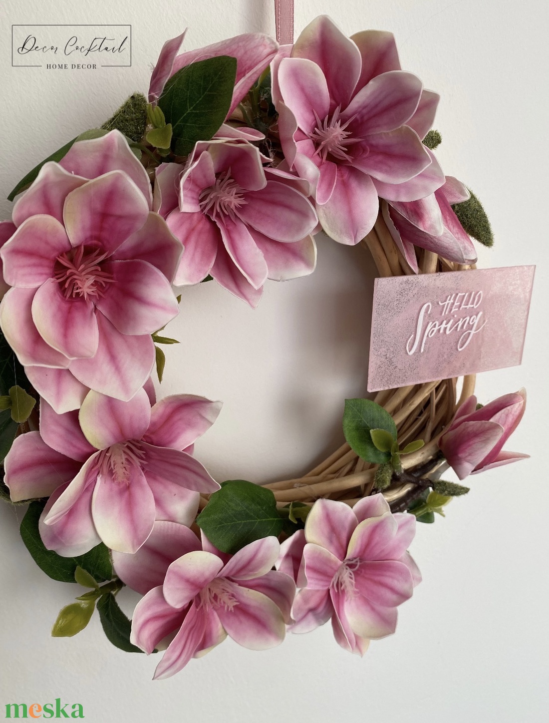 Tavaszi magnóliás koszorú ajtóra - otthon & életmód - dekoráció - ajtó- és ablak dekoráció - ajtódísz & kopogtató - Meska.hu