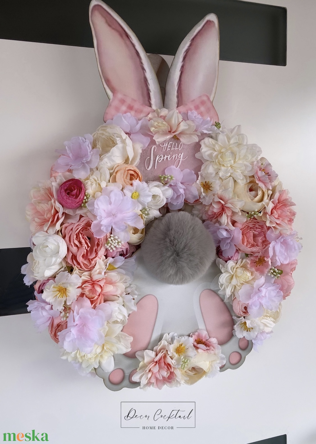 Nyuszipopós ajtókopogtató - ünnepi díszek, dekorációk - húsvéti díszek és dekorációk - húsvéti ajtódísz, kopogtató - Meska.hu