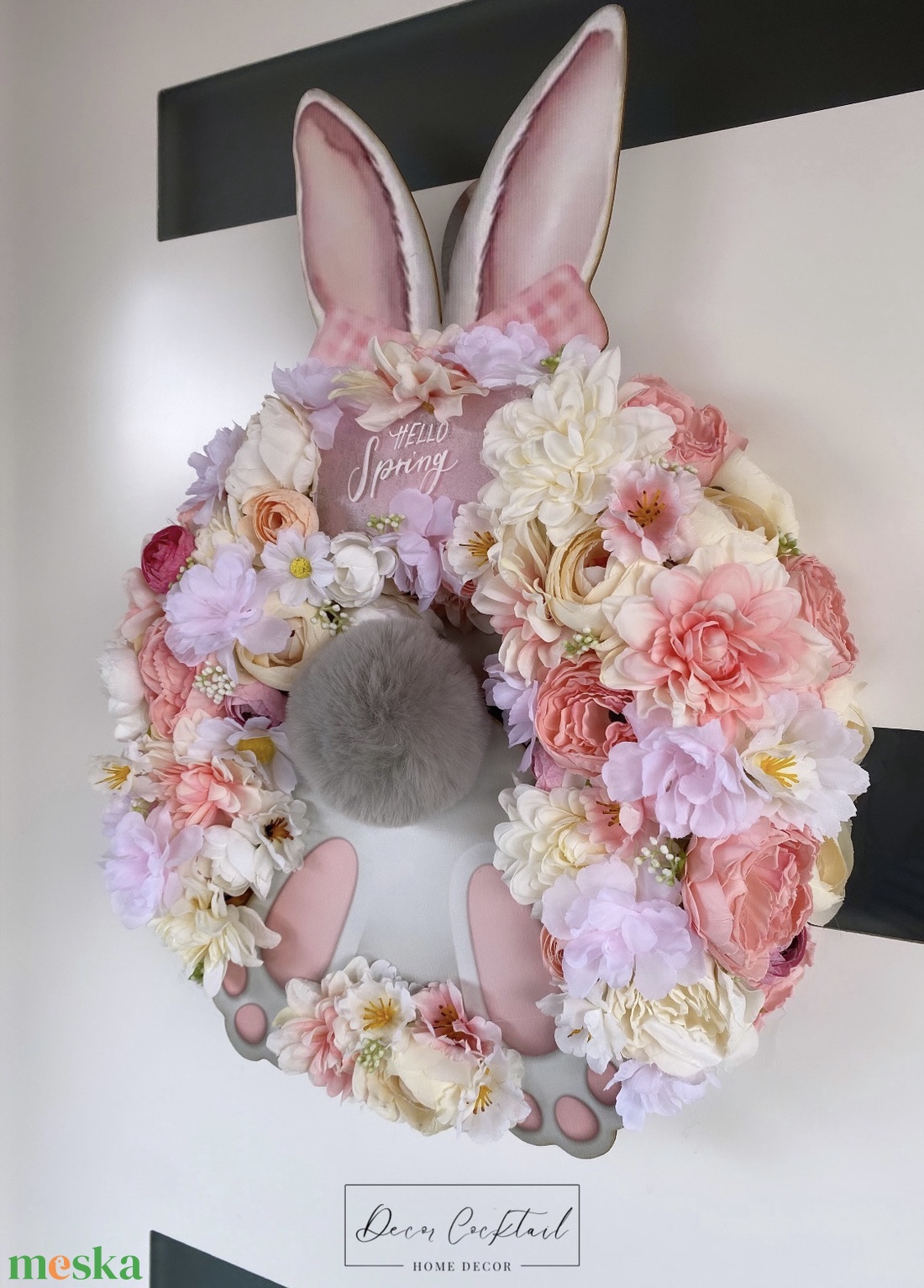 Nyuszipopós ajtókopogtató - ünnepi díszek, dekorációk - húsvéti díszek és dekorációk - húsvéti ajtódísz, kopogtató - Meska.hu