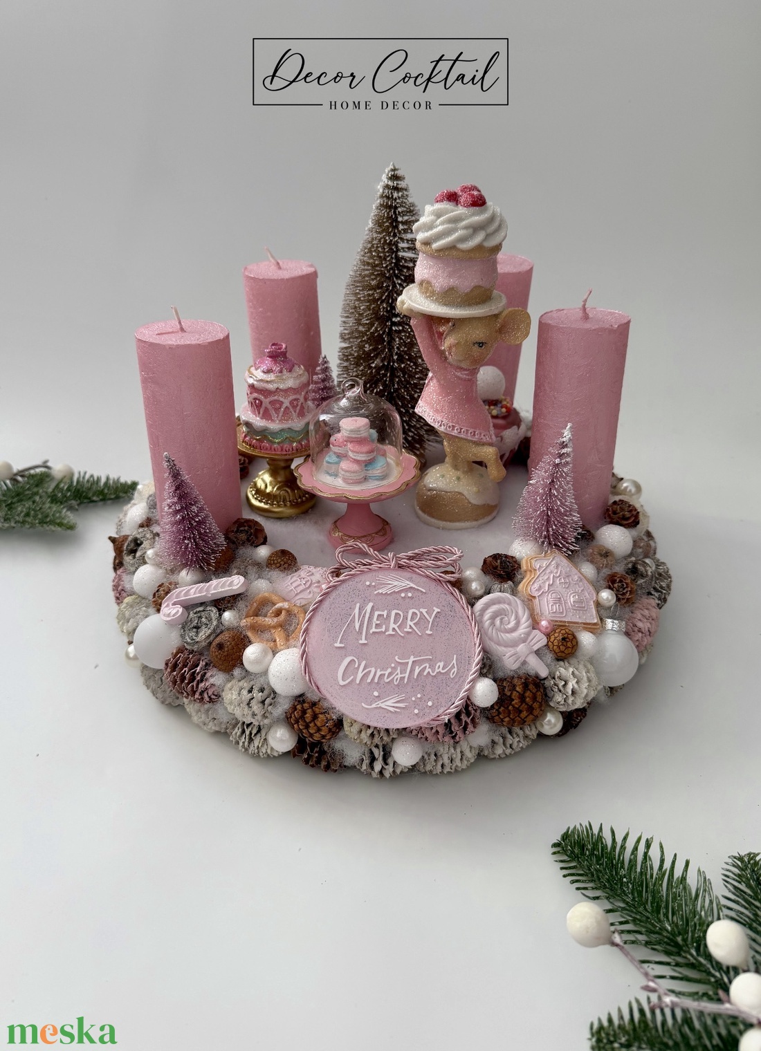 Egérkés adventinkoszorú - karácsony - adventi díszek - adventi koszorú - Meska.hu