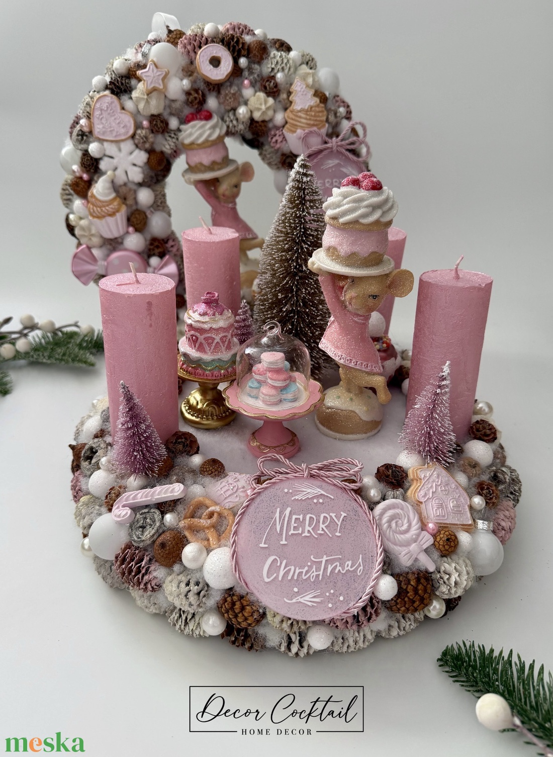 Egérkés adventinkoszorú - karácsony - adventi díszek - adventi koszorú - Meska.hu