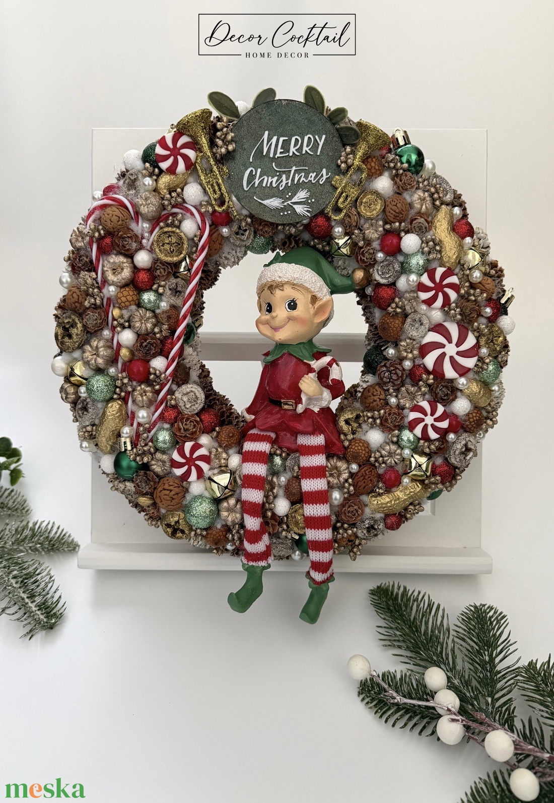 Manós adventi koszorú, adventi kopogtató - karácsony - adventi díszek - adventi ajtódísz - Meska.hu