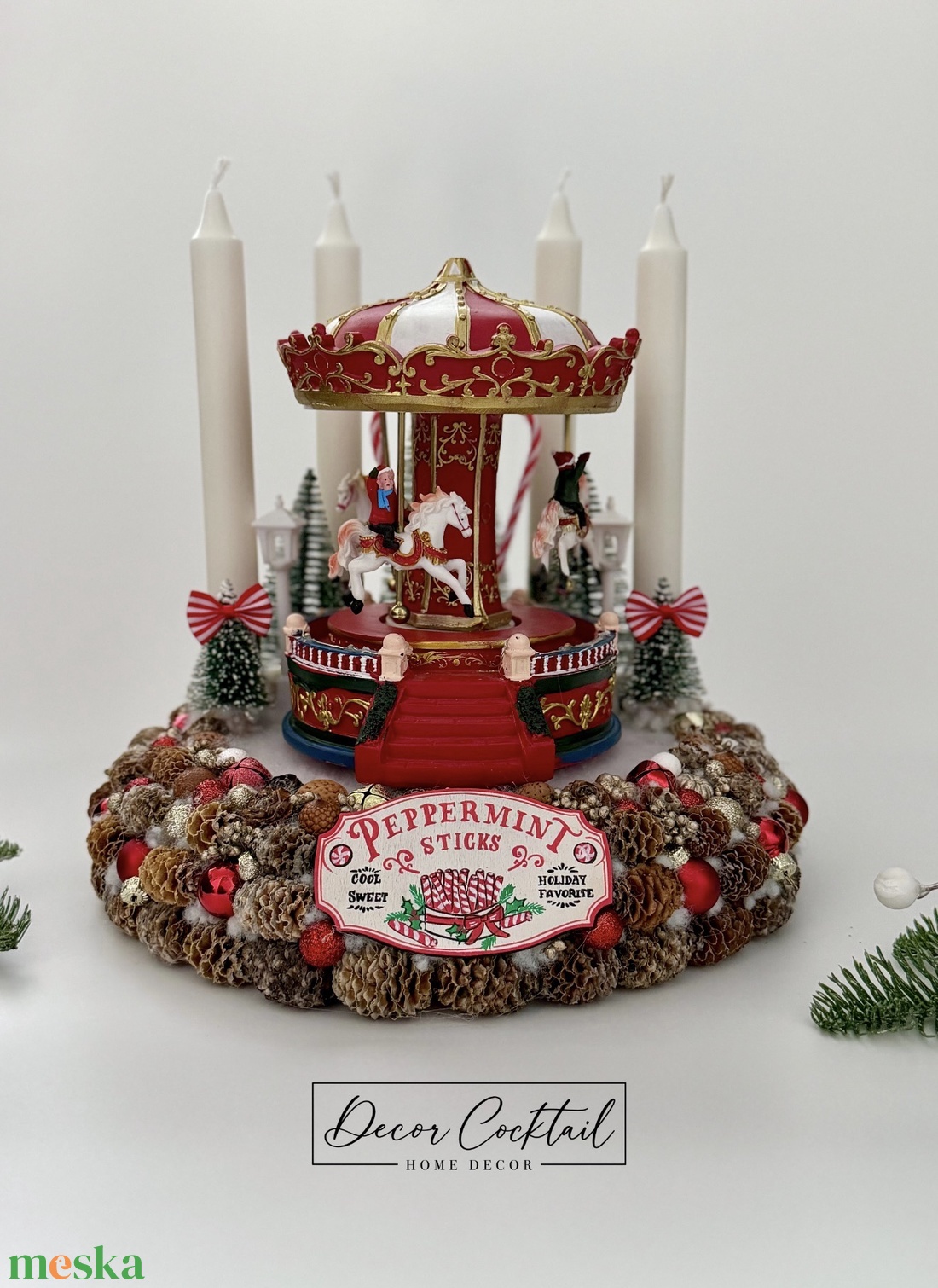 Körhintás adventi koszorú - karácsony - adventi díszek - adventi asztaldísz - Meska.hu