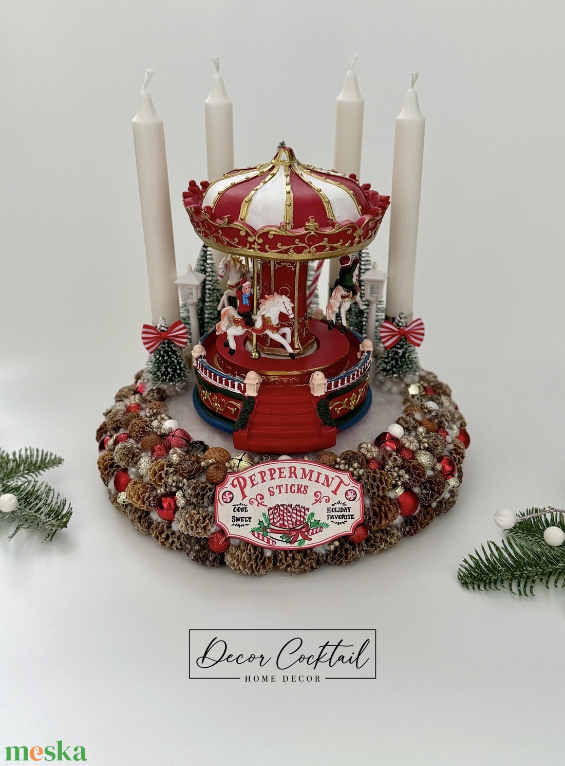 Körhintás adventi koszorú - karácsony - adventi díszek - adventi asztaldísz - Meska.hu