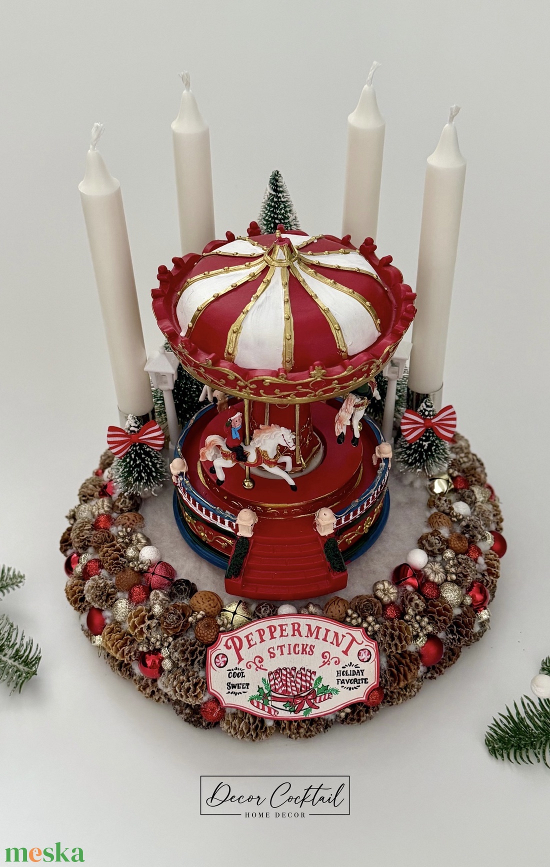 Körhintás adventi koszorú - karácsony - adventi díszek - adventi asztaldísz - Meska.hu